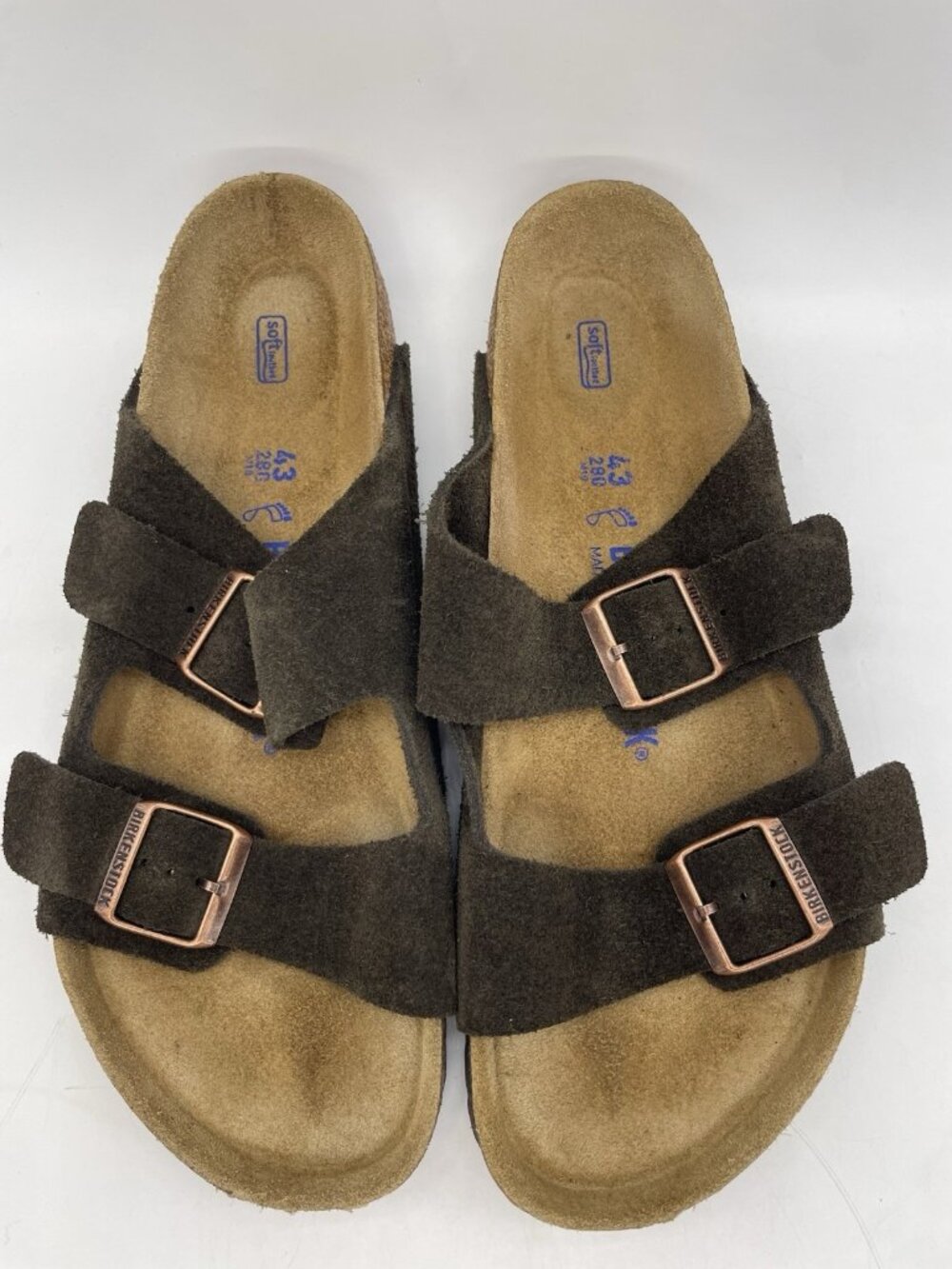 Birkenstock Arizona Men’s 10 Brown Suede Leather Sandals Soft Footbed Comfort